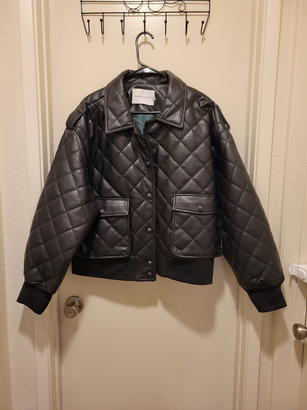NEW Rebecca Minkoff Women's Faux Leather Bomber Jacket w/ Tags Size XL